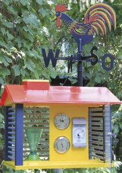Wetterwarte aus Kunststoff mit Instrumenten + Wetterhahn