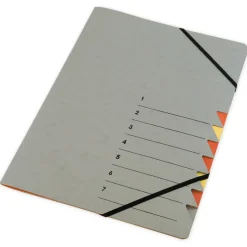 Wochentags-Mappe aus Pappe A4-Plus, 7 Unterteilungen, Verschlussgummi