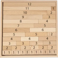 Zahlen-Blöcke 1-12 zum Vergleichen und Rechen, aus Holz, 41-tlg. im Rahmen