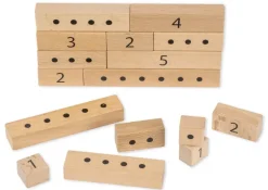 Zahlen-Blöcke 1-12 zum Vergleichen und Rechen, aus Holz, 41-tlg. im Rahmen